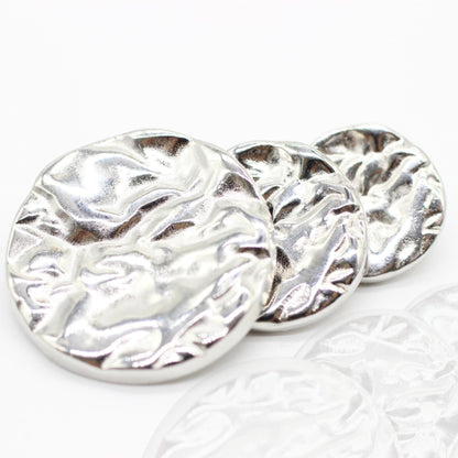 Wrinkle Antique Silver Metal Shank Buttons - 12 Pcs - 4 Size Options - Luxury Wrinkle Round Wave Metal Shank Buttons for Men Women Blazer Coat Uniform Shirt Suit and Jacket Sewing Craft DIY G4263…