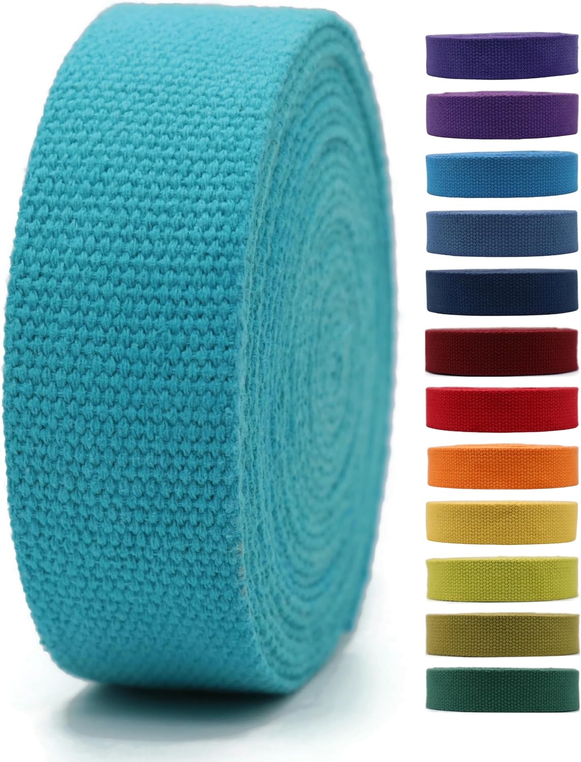 Cotton Webbing 2" &amp; 1.5'' &amp; 1" - 5 Yards - 50+ Colors -100% Natural Cotton - Turkish Woven - Heavy 1 Inch 1.5 Inch 2 Inch Canvas Webbing for Sewing Straps Bags Climbing Indoors Craft DIY 11375…
