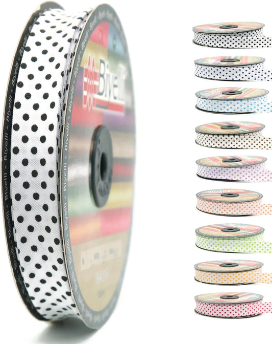Cotton Fold Bias Binding Tape - 3/4 Inches (20mm) Wide - 27 Yards - Polka Dots Single Fold Cotton Fold Bias Binding Tape for Sewing Clothing DIY Black B11