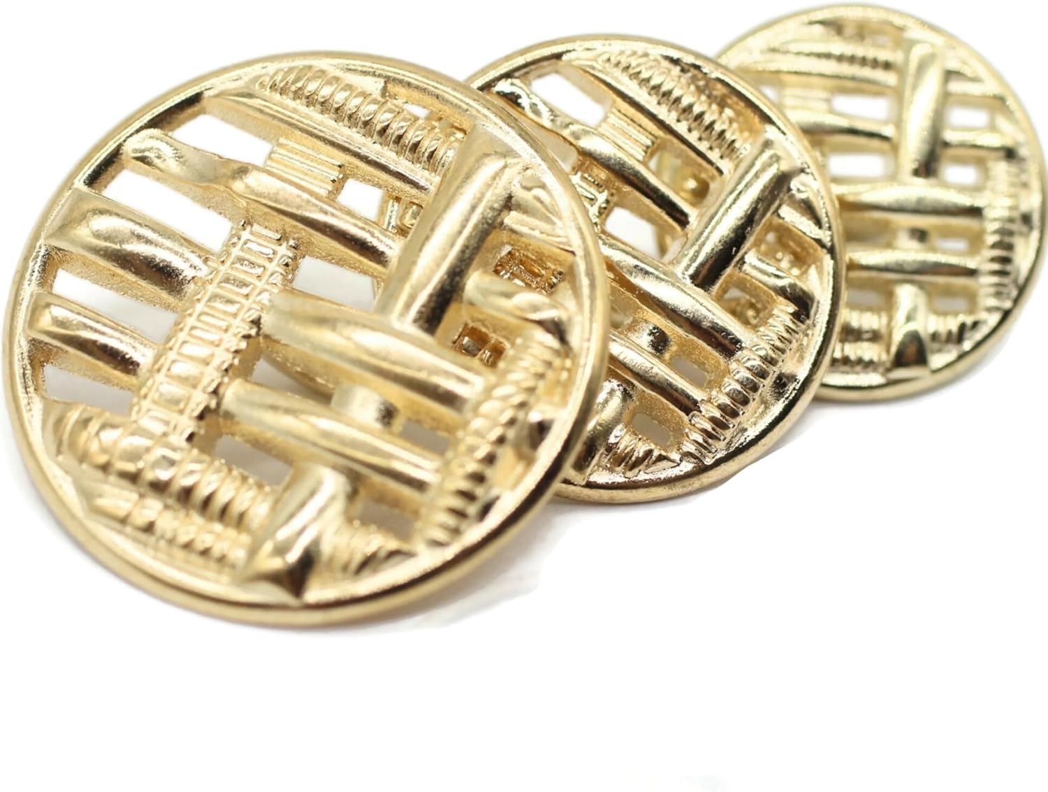 Gold Metal Shank Buttons - 12 Pcs - 3 Size Options - Weave Round Metal Shank Buttons for Men Women Blazer Coat Uniform Shirt Suit and Jacket Sewing Craft DIY N4802