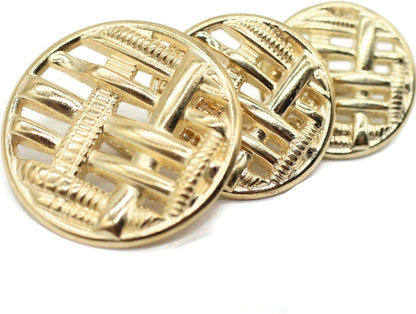 Gold Metal Shank Buttons - 12 Pcs - 3 Size Options - Weave Round Metal Shank Buttons for Men Women Blazer Coat Uniform Shirt Suit and Jacket Sewing Craft DIY N4802