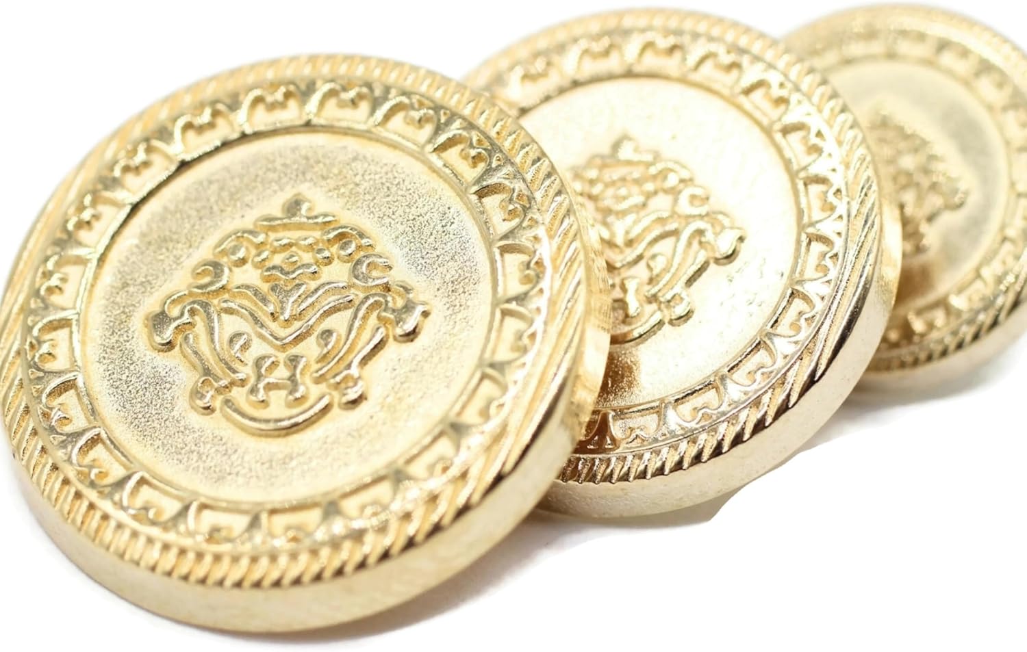 Gold Metal Shank Buttons - 12 Pcs - 3 Size Options - Flower Round Metal Shank Buttons for Men Women Blazer Coat Uniform Shirt Suit and Jacket Sewing Craft DIY N4903