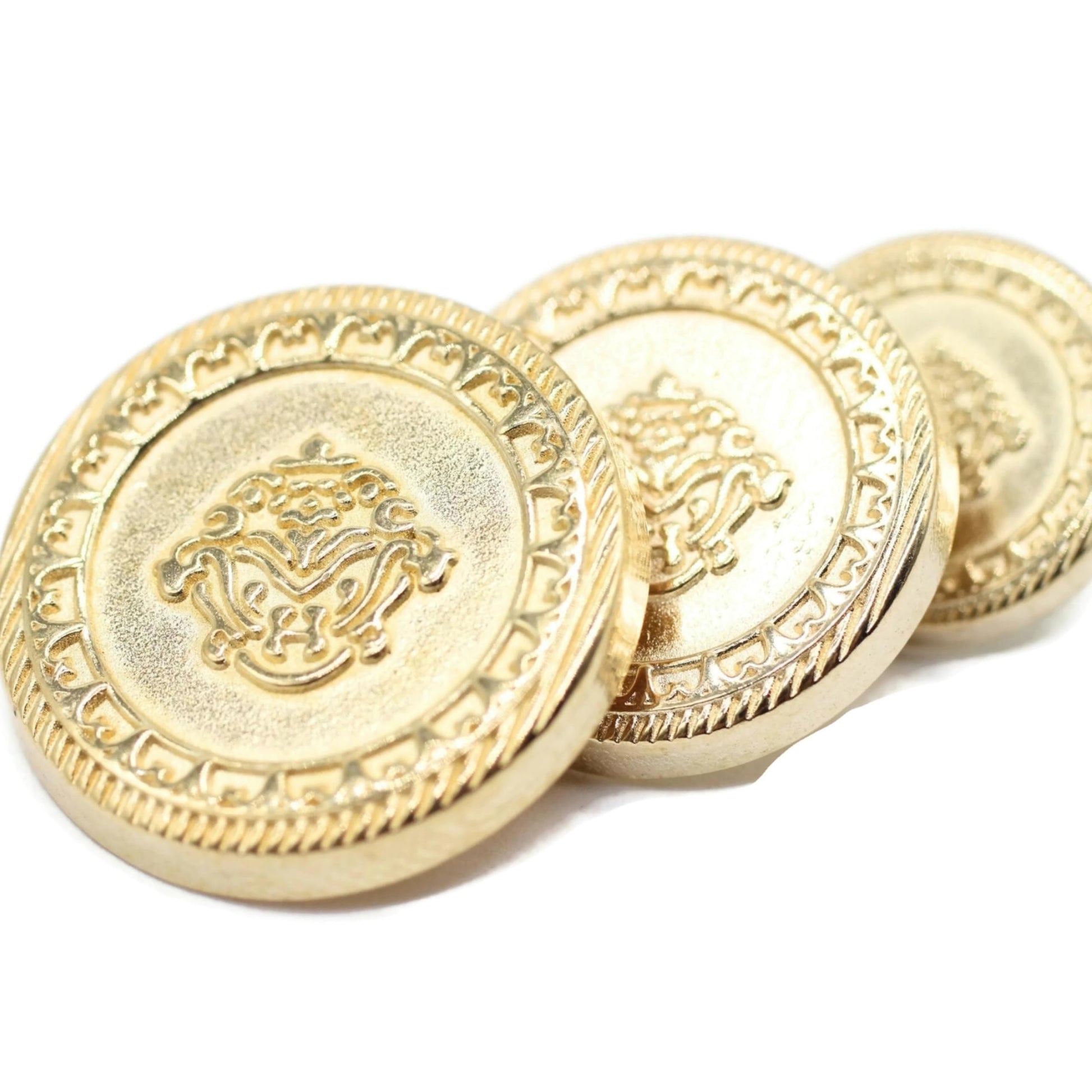 Gold Metal Shank Buttons - 12 Pcs - 3 Size Options - Flower Round Metal Shank Buttons for Men Women Blazer Coat Uniform Shirt Suit and Jacket Sewing Craft DIY N4903