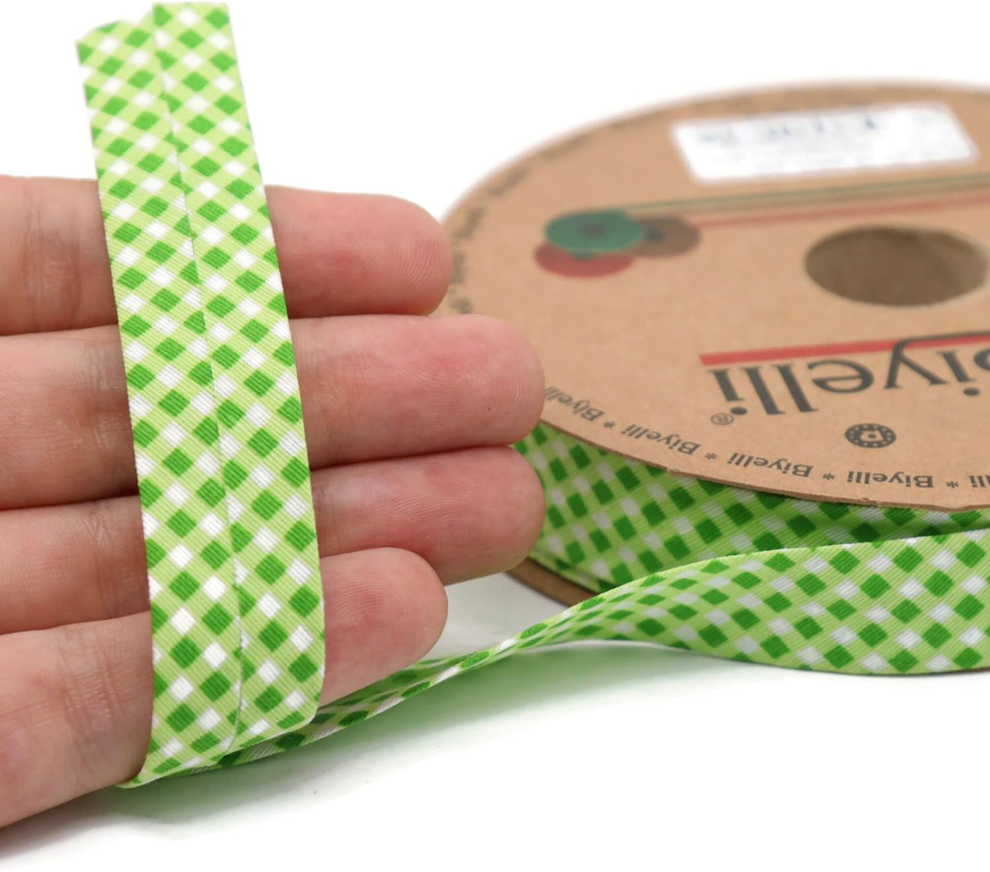 Cotton Fold Bias Binding Tape - 3/4 Inches (20mm) Wide - 27 Yards - Plaid Single Fold Cotton Fold Bias Binding Tape for Sewing Clothing DIY Green E5