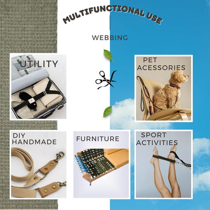 Cotton Webbing 2" & 1.5'' & 1" - 5 Yards - 50+ Colors -%100 Natural Cotton - Turkish Woven - 1 Inch 1.5 Inch 2 Inch MutedSage Canvas Webbing for Sewing Straps Bags Climbing Indoors Craft DIY 11285…