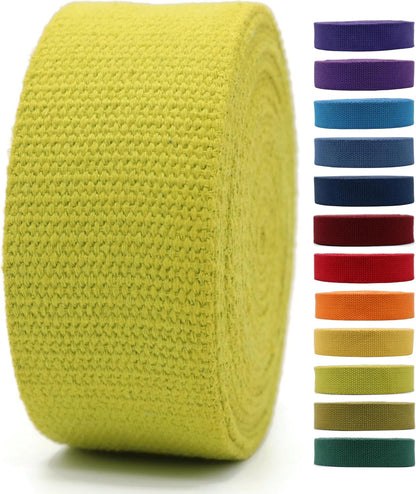 2" & 1.5'' & 1" Cotton Webbing - 5 Yards - 50+ Colors -%100 Natural Cotton - Turkish Woven - Heavy Duty 1 Inch 1.5 Inch 2 Inch Canvas Webbing for Sewing Straps Bags Climbing Indoors Craft DIY 11296…