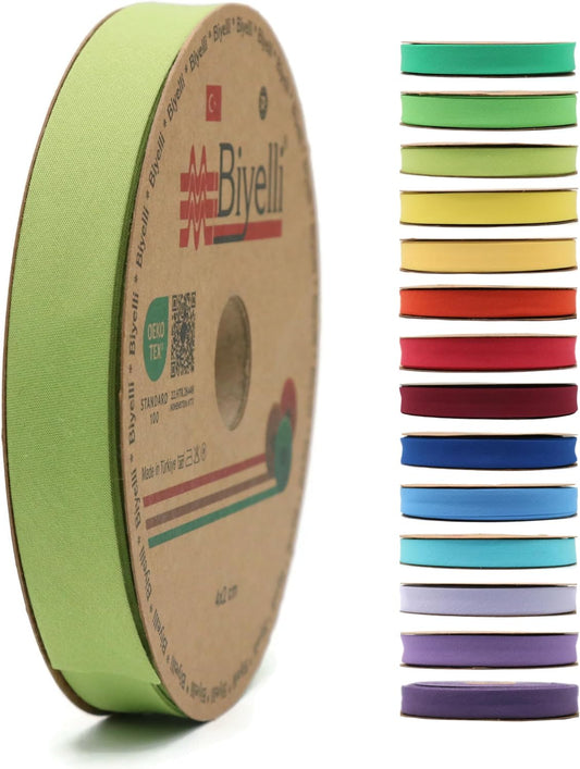 Cotton Fold Bias Tape - 3/4 Inches (20mm) Wide - 27 Yards - 65+ Colors - Single Fold Cotton Fold Bias Binding Tape for Sewing Clothing DIY (13. Pine Green) D13