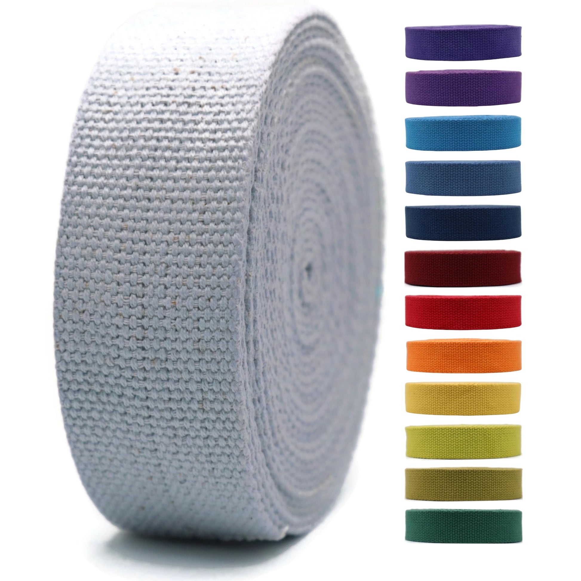 2" & 1.5'' & 1" Cotton Webbing - 5 Yards - 50+ Colors -%100 Natural Cotton - Turkish Woven - Heavy Duty 1 Inch 1.5 Inch 2 Inch Canvas Webbing for Sewing Straps Bag Climbing Indoors Craft DIY 11574