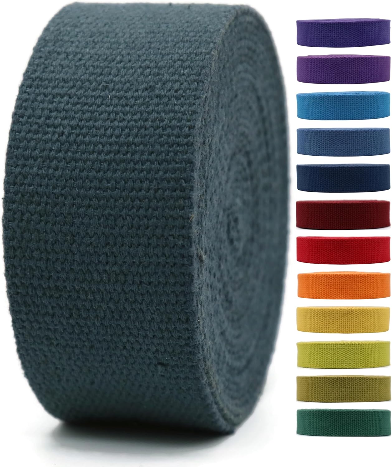 2" & 1.5'' & 1" Cotton Webbing - 5 Yards - 50+ Colors -%100 Natural Cotton - Turkish Woven - Heavy Duty 1 Inch 1.5 Inch 2 Inch Canvas Webbing for Sewing Straps Bags Climbing Indoors Craft DIY 11545…