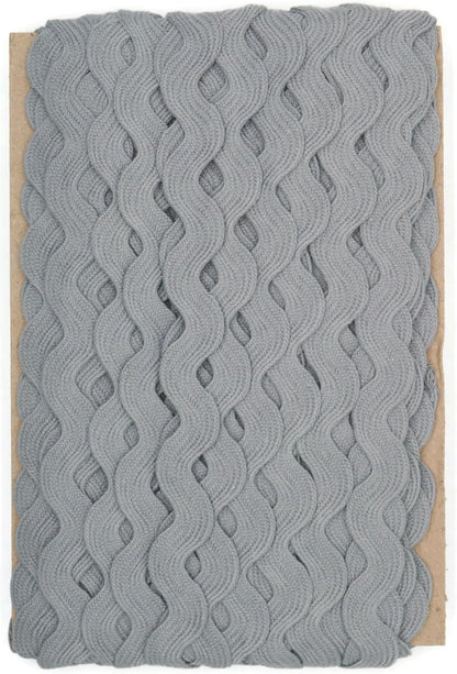 Cotton RIC Rac Trim - 3/4 Inch - 27 Yards - Wave Bending Fringe Trim Cotton Lace Ribbon RIC Rac Trim for Sewing Clothes Gift Wrapping Home Party Decoration CTR0212, Gray