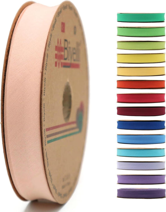 Cotton Fold Bias Tape - 3/4 Inches (20mm) Wide - 27 Yards - 65+ Colors - Single Fold Cotton Fold Bias Binding Tape for Sewing Clothing DIY (10. Flesh) D10
