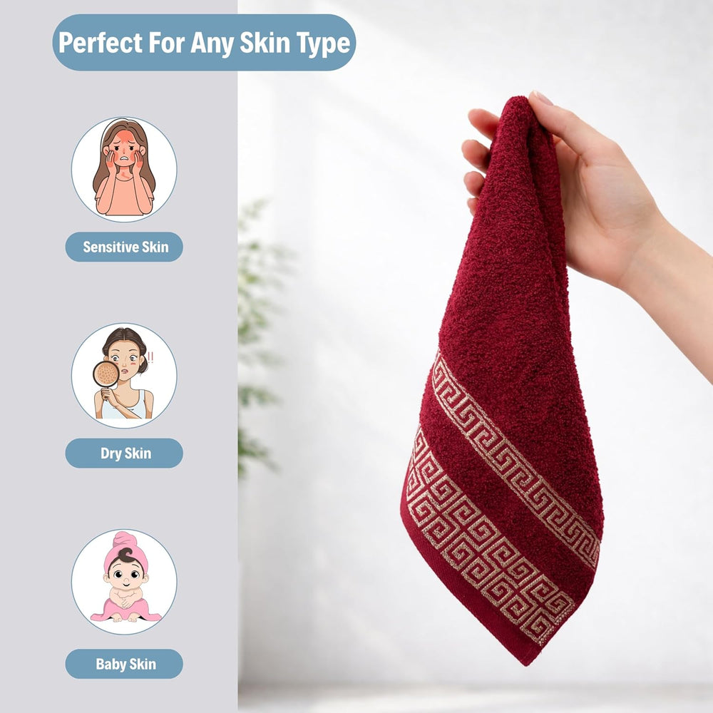 Greek Key Washcloth Set of 4 — Burgundy