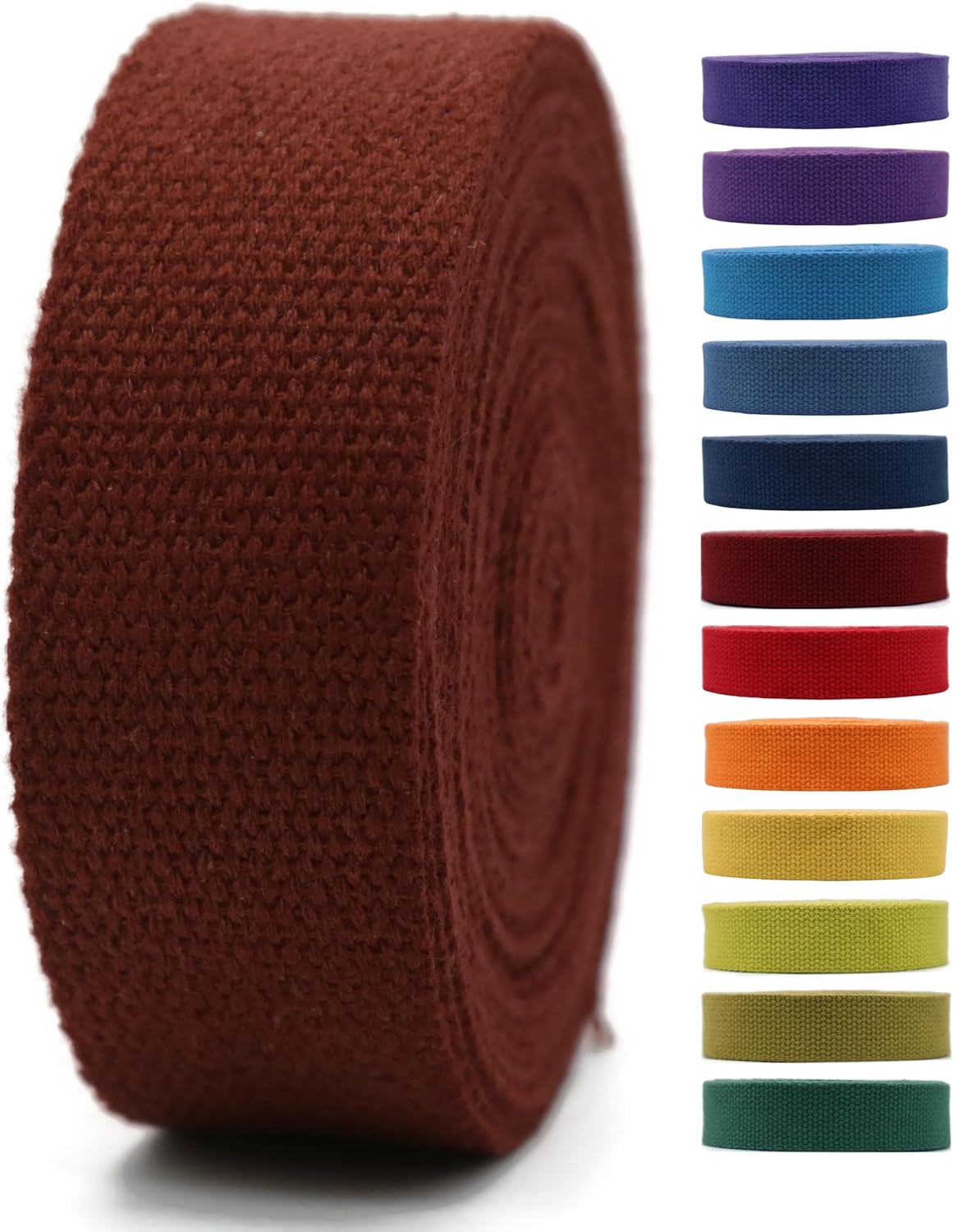 Cotton Webbing 2" &amp; 1.5'' &amp; 1" - 5 Yards - 50+ Colors -100% Natural Cotton - Turkish Woven - Heavy Duty1 Inch 1.5 Inch 2 Inch Canvas Webbing for Sewing Straps Bags Climbing Indoors Craft DIY 11495…