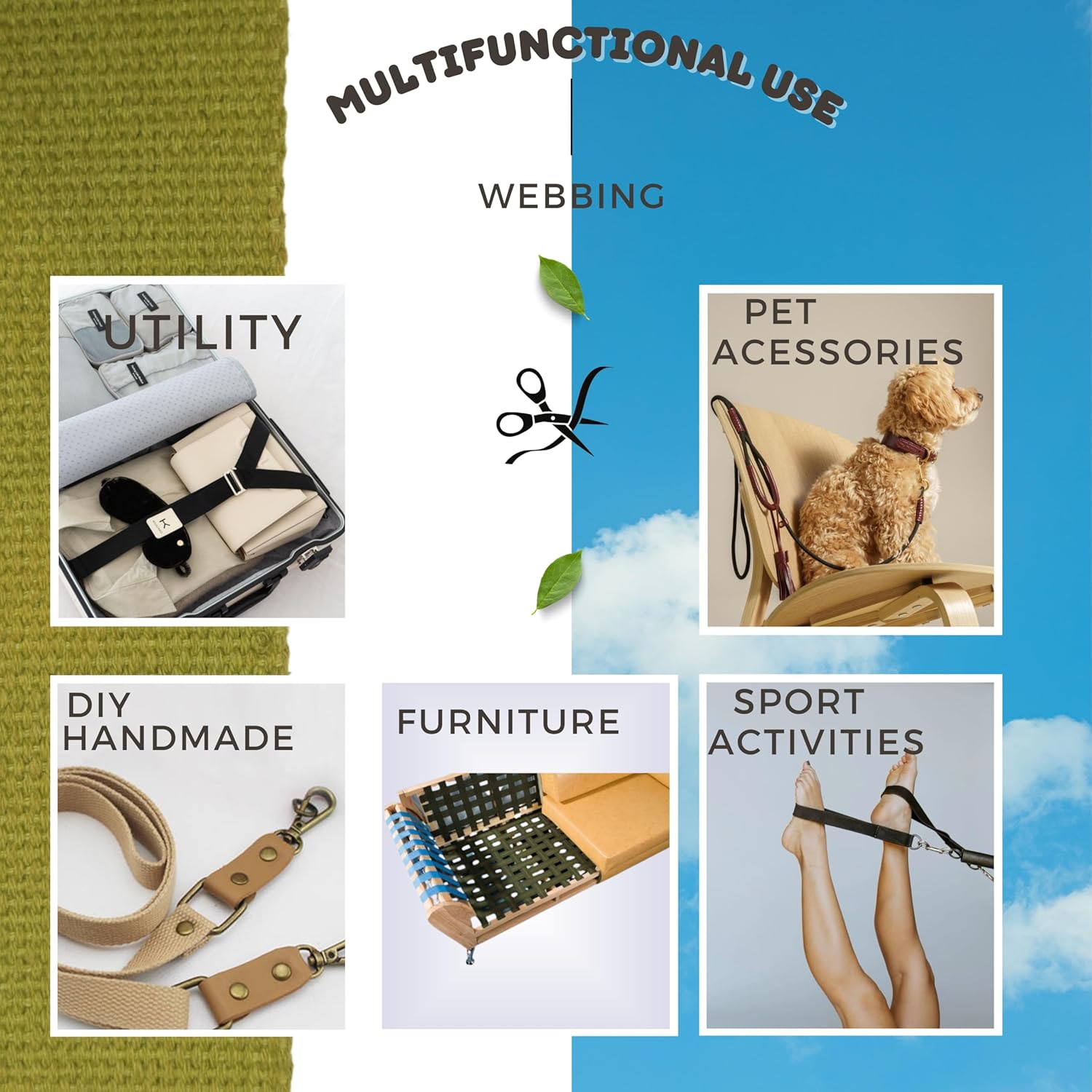 Cotton Webbing 2" & 1.5'' & 1" - 5 Yards - 50+ Colors -%100 Natural Cotton - Turkish Woven - Heavy Duty 1 Inch 1.5 Inch 2 Inch Canvas Webbing for Sewing Straps Bags Climbing Indoors Craft DIY 11305…