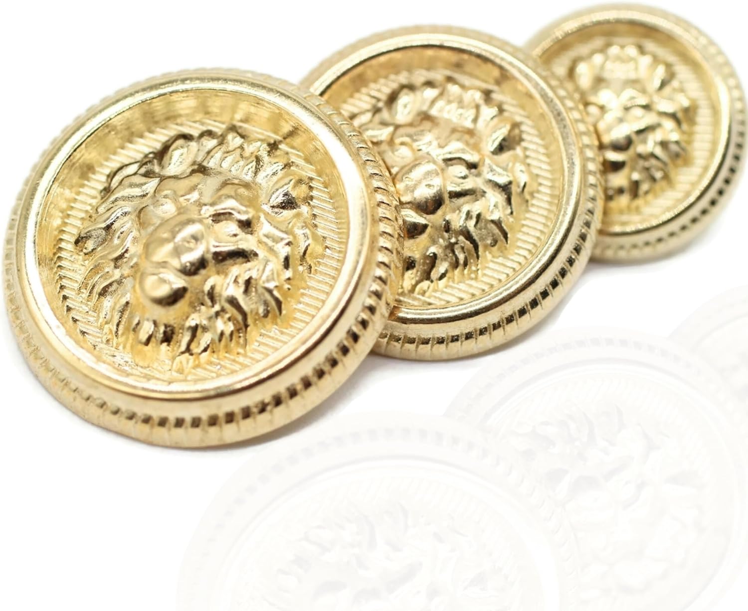 Lion Gold Metal Shank Buttons - 12 Pcs - 3 Size Options - Luxury Crown Round Wave Metal Shank Buttons for Men Women Blazer Coat Uniform Shirt Suit and Jacket Sewing Craft DIY BL7832…