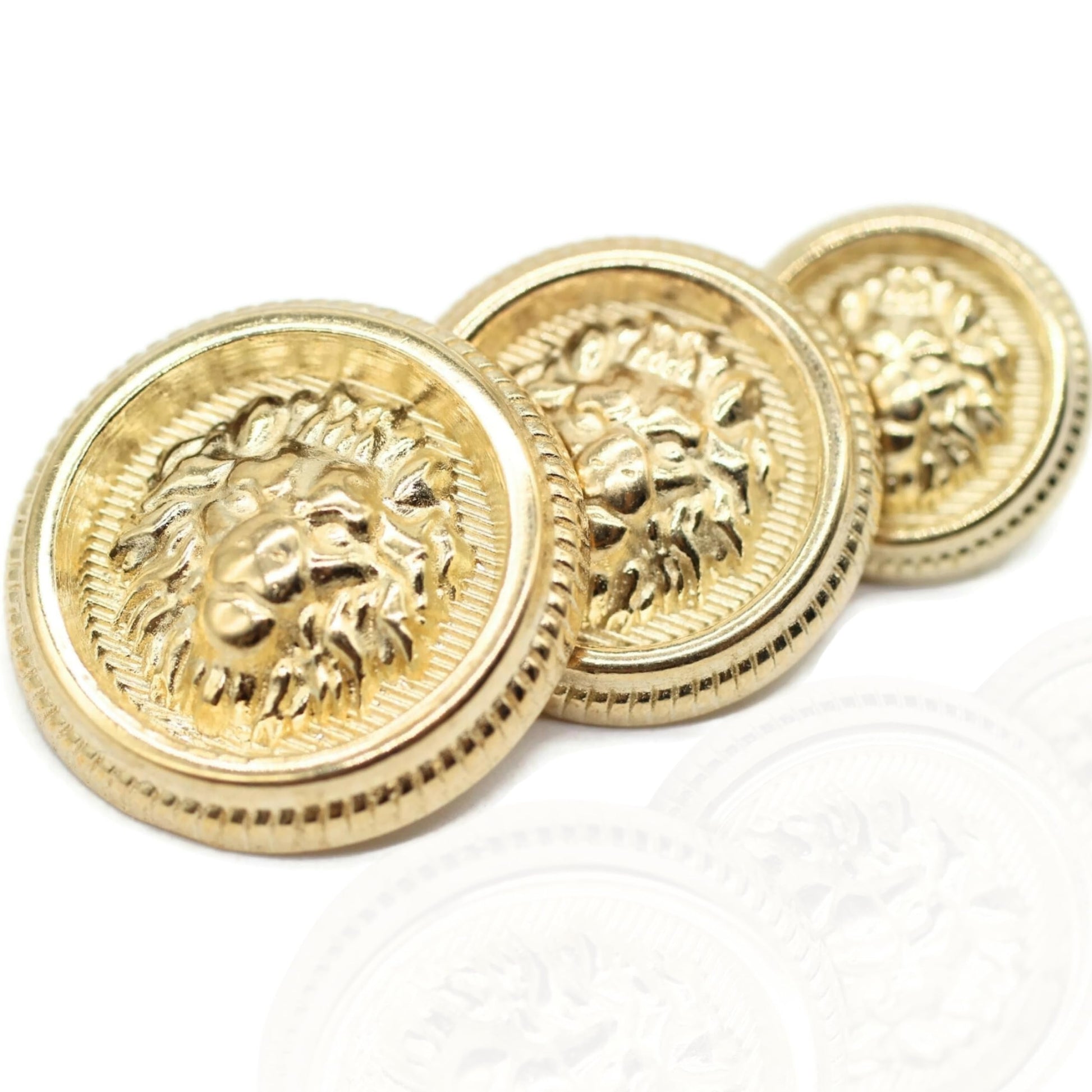 Lion Gold Metal Shank Buttons - 12 Pcs - 3 Size Options - Luxury Crown Round Wave Metal Shank Buttons for Men Women Blazer Coat Uniform Shirt Suit and Jacket Sewing Craft DIY BL7832…
