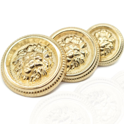 Lion Gold Metal Shank Buttons - 12 Pcs - 3 Size Options - Luxury Crown Round Wave Metal Shank Buttons for Men Women Blazer Coat Uniform Shirt Suit and Jacket Sewing Craft DIY BL7832…