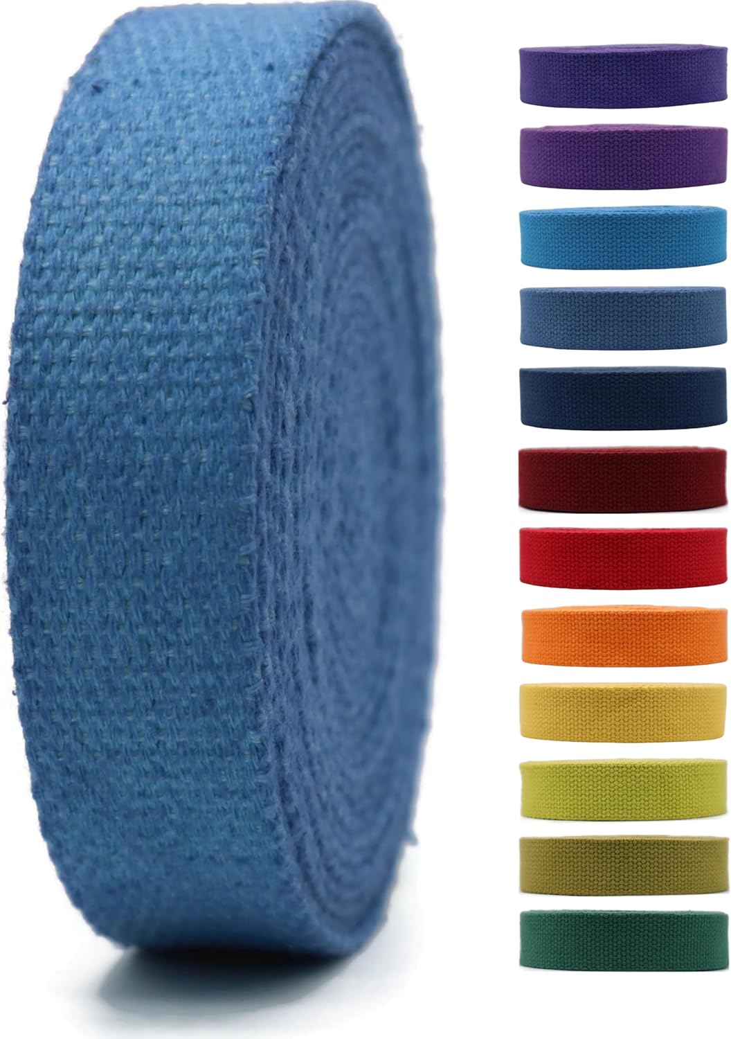 Cotton Webbing 2" &amp; 1.5'' &amp; 1" - 5 Yards - 50+ Colors -100% Natural Cotton - Turkish Woven - Heavy 1 Inch 1.5 Inch 2 Inch Canvas Webbing for Sewing Straps Bags Climbing Indoors Craft DIY 11385…