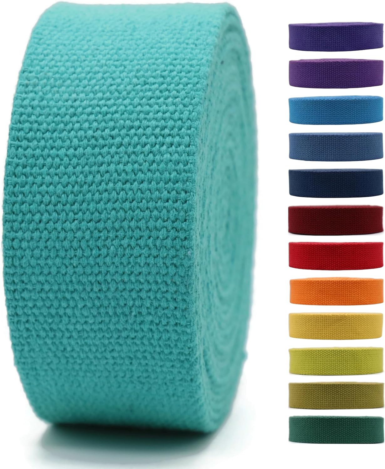 2" & 1.5'' & 1" Cotton Webbing - 5 Yards - 50+ Colors -%100 Natural Cotton - Turkish Woven - Heavy 1 Inch 1.5 Inch 2 Inch Canvas Webbing for Sewing Straps Bags Climbing Indoors Craft DIY 11275…