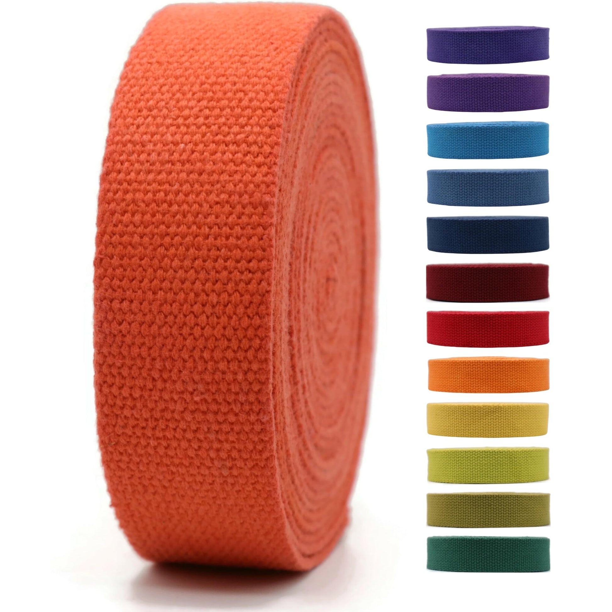 2" & 1.5'' & 1" Cotton Webbing - 5 Yards - 50+ Colors -%100 Natural Cotton - Turkish Weave - Heavy Duty 1 Inch 1.5 Inch 2 Inch Webbing for Sewing Straps Wrapping Climbing Indoors Craft DIY 11165…