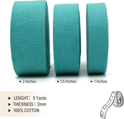 2" & 1.5'' & 1" Cotton Webbing - 5 Yards - 50+ Colors -%100 Natural Cotton - Turkish Woven - Heavy 1 Inch 1.5 Inch 2 Inch Canvas Webbing for Sewing Straps Bags Climbing Indoors Craft DIY 11275…