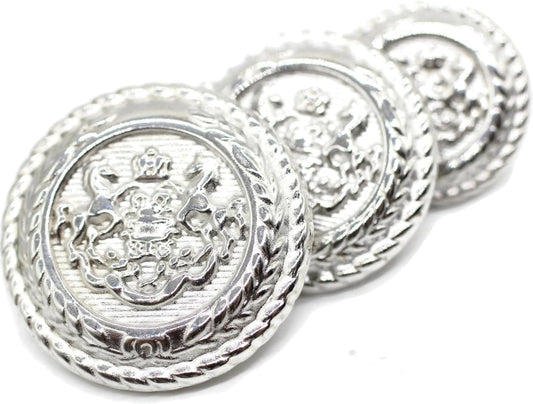 Silver Metal Shank Buttons - 12 Pcs - 3 Size Options - Twin Horse Round Metal Shank Buttons for Men Women Blazer Coat Uniform Shirt Suit and Jacket Sewing Craft DIY N7301