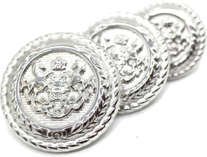 Silver Metal Shank Buttons - 12 Pcs - 3 Size Options - Twin Horse Round Metal Shank Buttons for Men Women Blazer Coat Uniform Shirt Suit and Jacket Sewing Craft DIY N7301