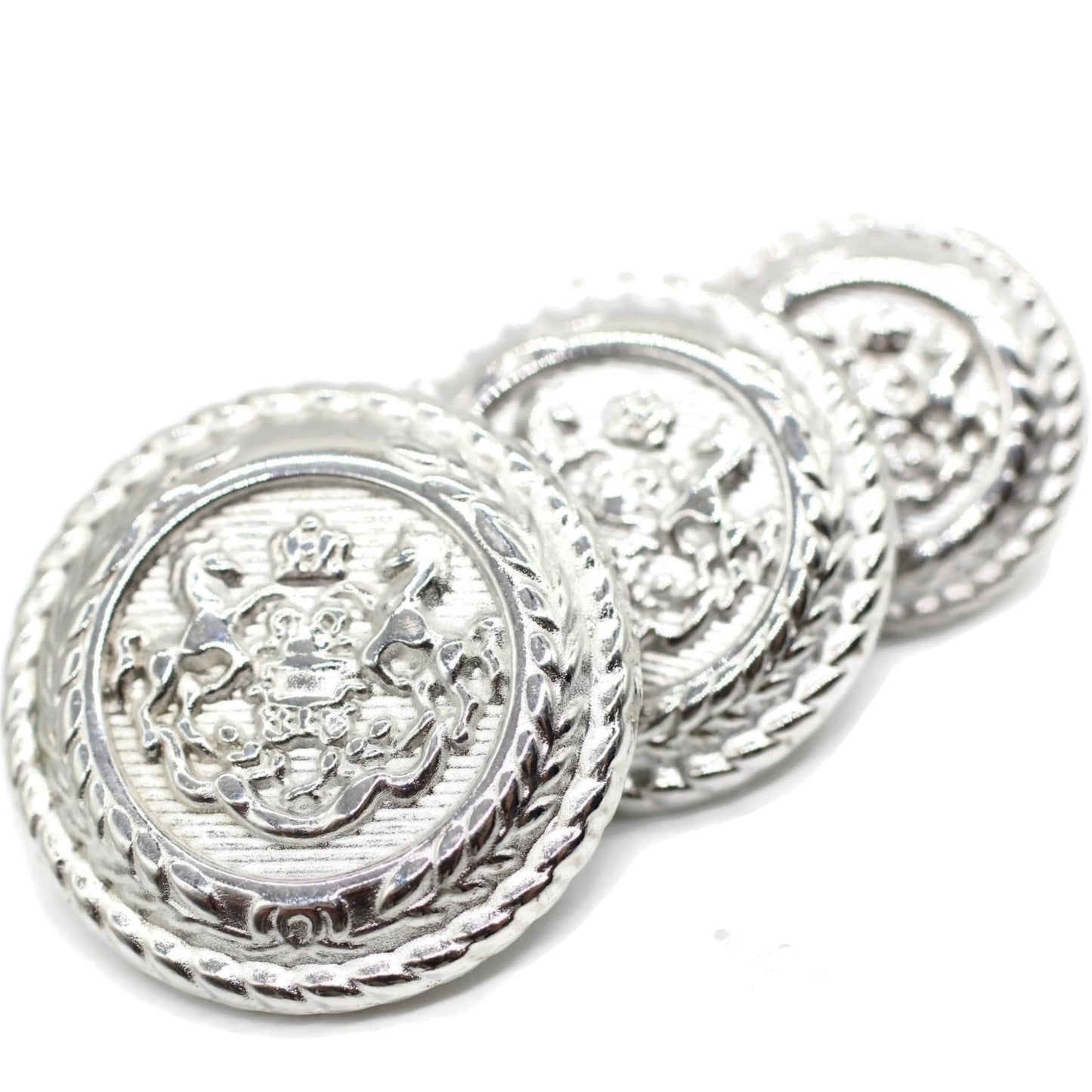 Silver Metal Shank Buttons - 12 Pcs - 3 Size Options - Twin Horse Round Metal Shank Buttons for Men Women Blazer Coat Uniform Shirt Suit and Jacket Sewing Craft DIY N7301