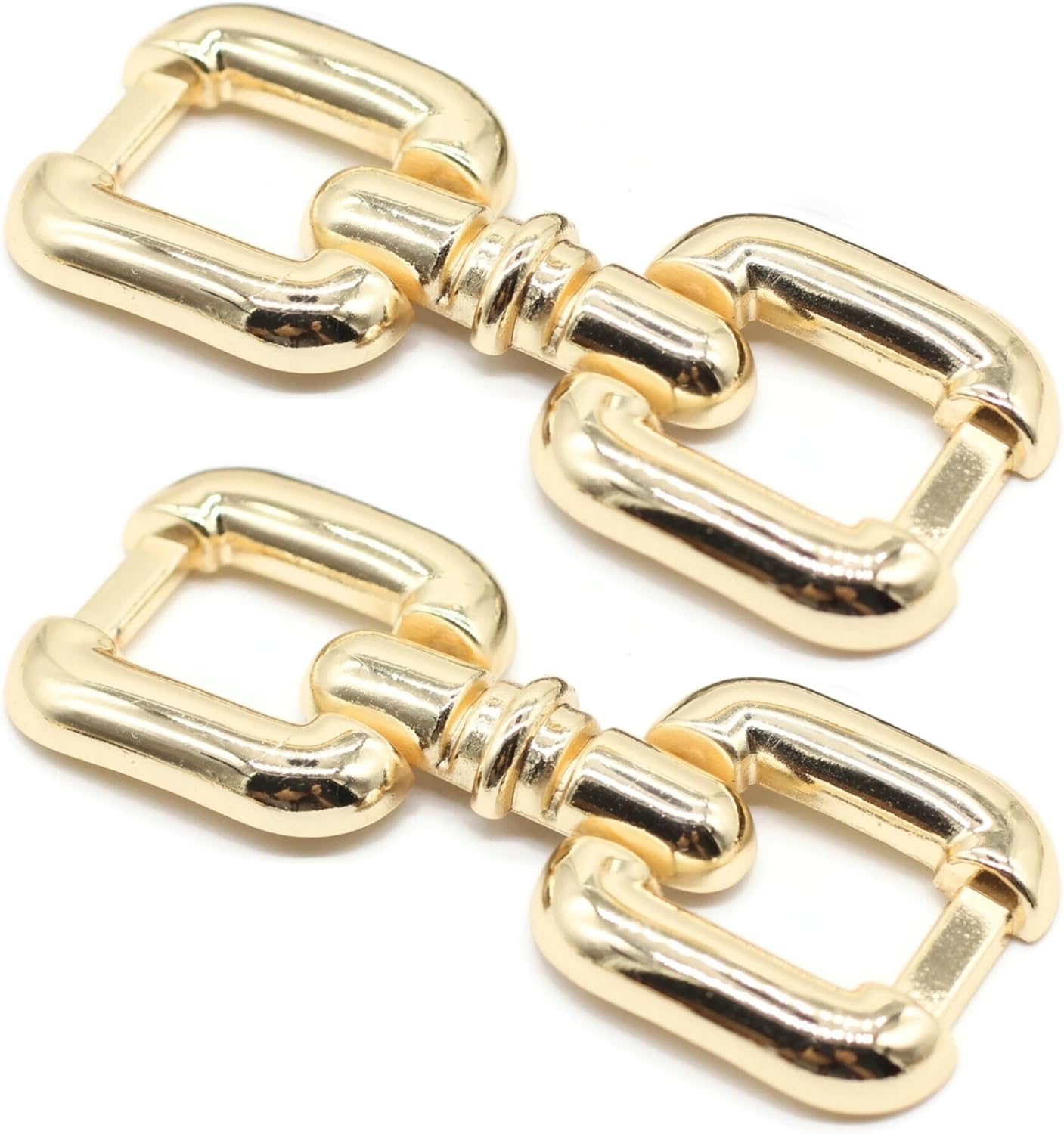 2.8 Inch (71mm) Gold Zinc Alloy Metal Shoe Buckle - 2 Pcs - Vintage, Western Style