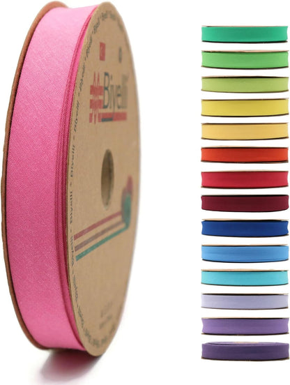 Cotton Fold Bias Tape - 3/4 Inches (20mm) Wide - 27 Yards - 65+ Colors - Single Fold Cotton Fold Bias Binding Tape for Sewing Clothing DIY (62. Hot Pink) D62