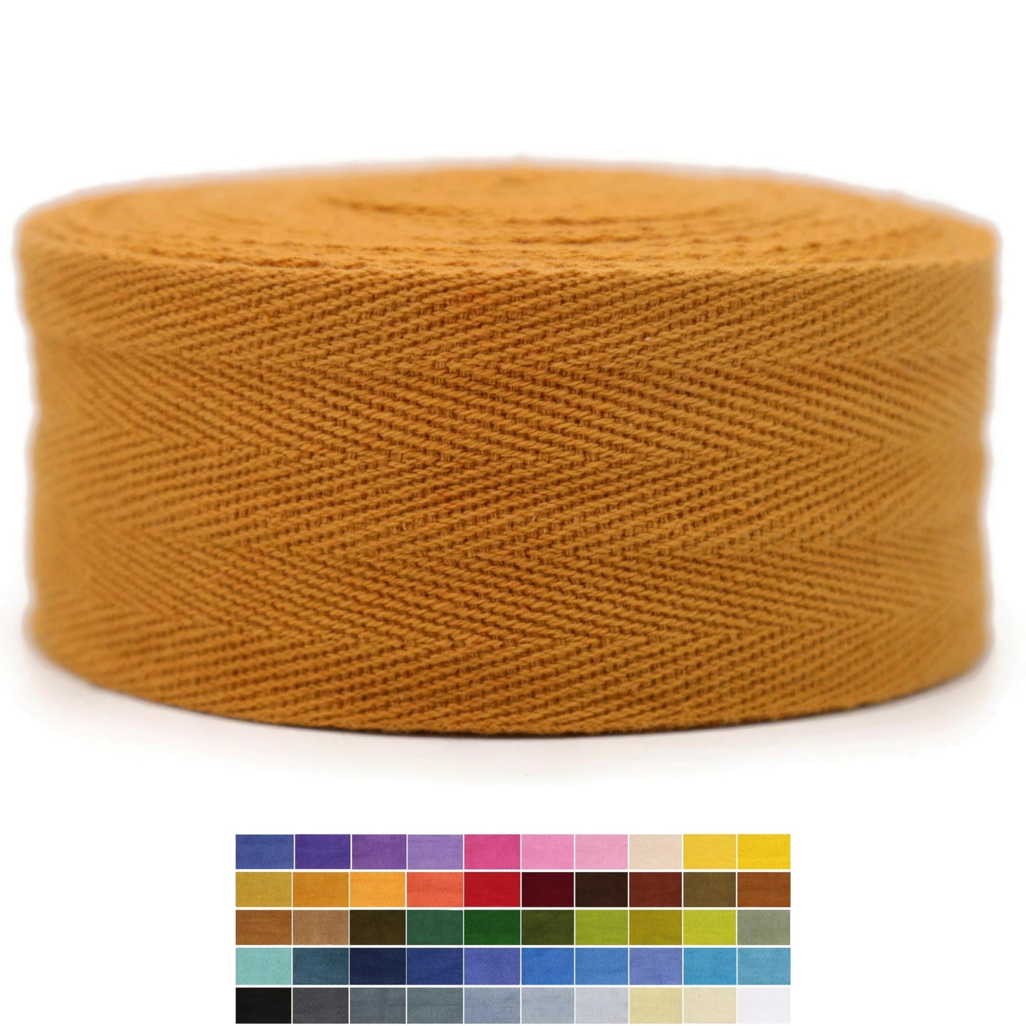 2" & 1.5" & 1.18'' & 1" Cotton Twill Tape - 10 Yards - 50+ Colors -%100 Natural Cotton 1 Inch 1.5 Inch 2 Inch Herringbone Bias Binding Cotton Tape Trim for Sewing Wrapping Craft DIY 10495 (Amber)…