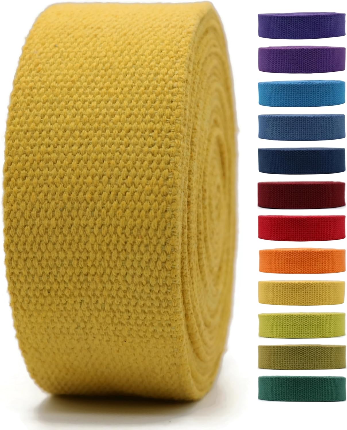2" & 1.5'' & 1" Cotton Webbing - 5 Yards - 50+ Colors -%100 Natural Cotton - Turkish Woven - Heavy Duty 1 Inch 1.5 Inch 2 Inch Webbing for Sewing Straps Bag Climbing Indoors Craft DIY 11115…