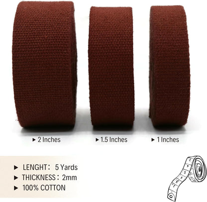 Cotton Webbing 2" & 1.5'' & 1" - 5 Yards - 50+ Colors -%100 Natural Cotton - Turkish Woven - Heavy Duty1 Inch 1.5 Inch 2 Inch Canvas Webbing for Sewing Straps Bags Climbing Indoors Craft DIY 11495…