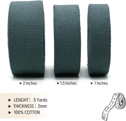 2" & 1.5'' & 1" Cotton Webbing - 5 Yards - 50+ Colors -%100 Natural Cotton - Turkish Woven - Heavy Duty 1 Inch 1.5 Inch 2 Inch Canvas Webbing for Sewing Straps Bags Climbing Indoors Craft DIY 11555…