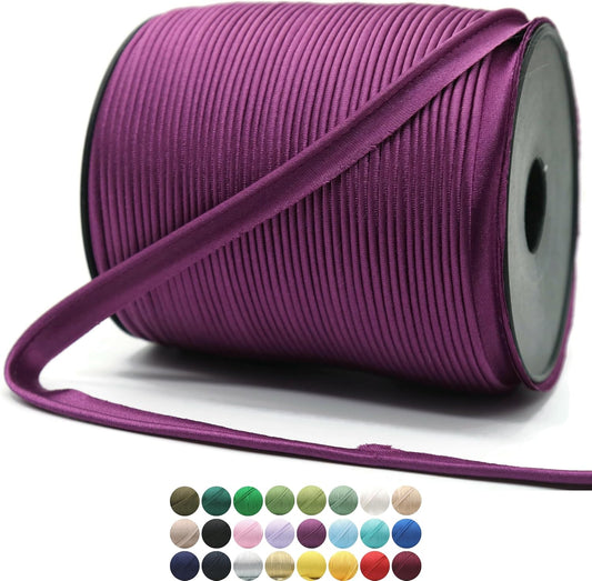 Purple Luxury Satin Piping Trim - 109 Yards - 25+ Colors - Satin Shiny Fold Piping Bias Tape Binding Lip Cord Welting Cord with Spool for Sewing Clothing Trimming Upholstery SP2660…