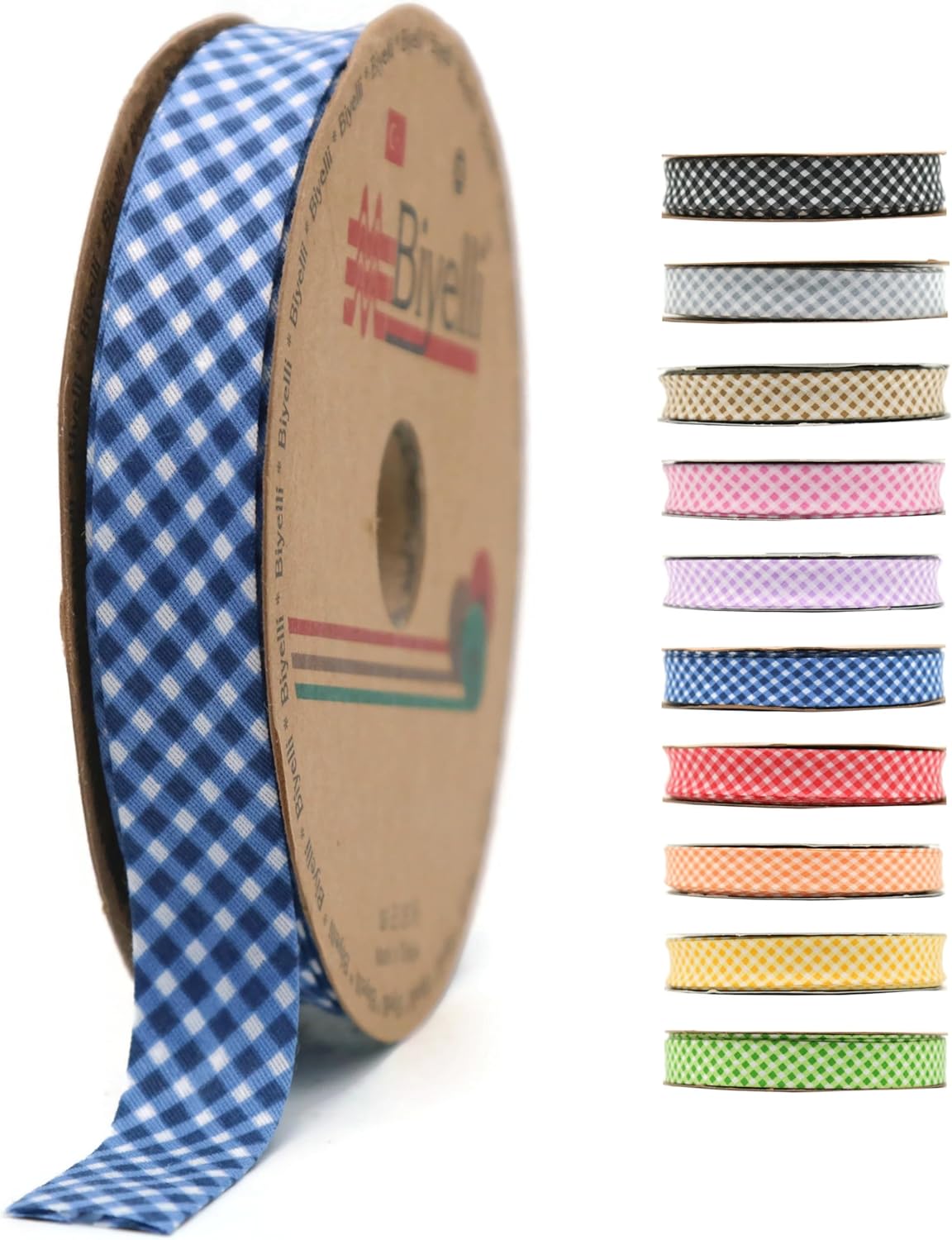 Cotton Fold Bias Binding Tape - 3/4 Inches (20mm) Wide - 27 Yards - Plaid Single Fold Cotton Fold Bias Binding Tape for Sewing Clothing DIY Dark Blue E8