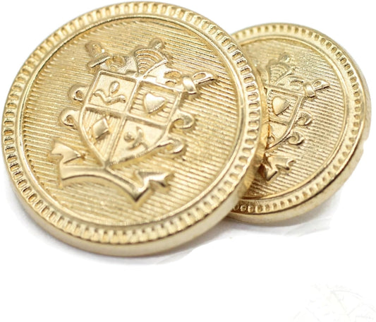 Gold Metal Shank Buttons - 12 Pcs - 2 Size Options - Luxury Striped Round Metal Shank Buttons for Men Women Blazer Coat Uniform Shirt Suit and Jacket Sewing Craft DIY N0201