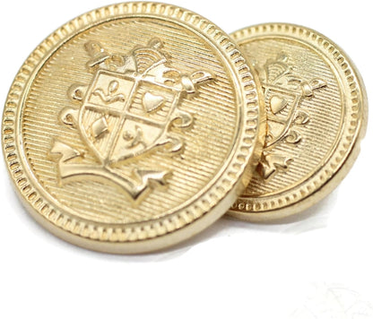 Gold Metal Shank Buttons - 12 Pcs - 2 Size Options - Luxury Striped Round Metal Shank Buttons for Men Women Blazer Coat Uniform Shirt Suit and Jacket Sewing Craft DIY N0201