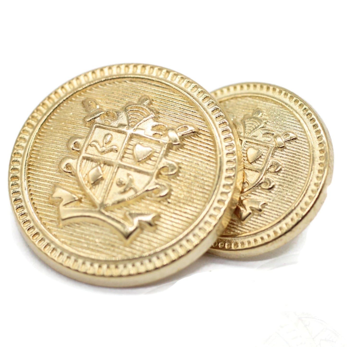 Gold Metal Shank Buttons - 12 Pcs - 2 Size Options - Luxury Striped Round Metal Shank Buttons for Men Women Blazer Coat Uniform Shirt Suit and Jacket Sewing Craft DIY N0201