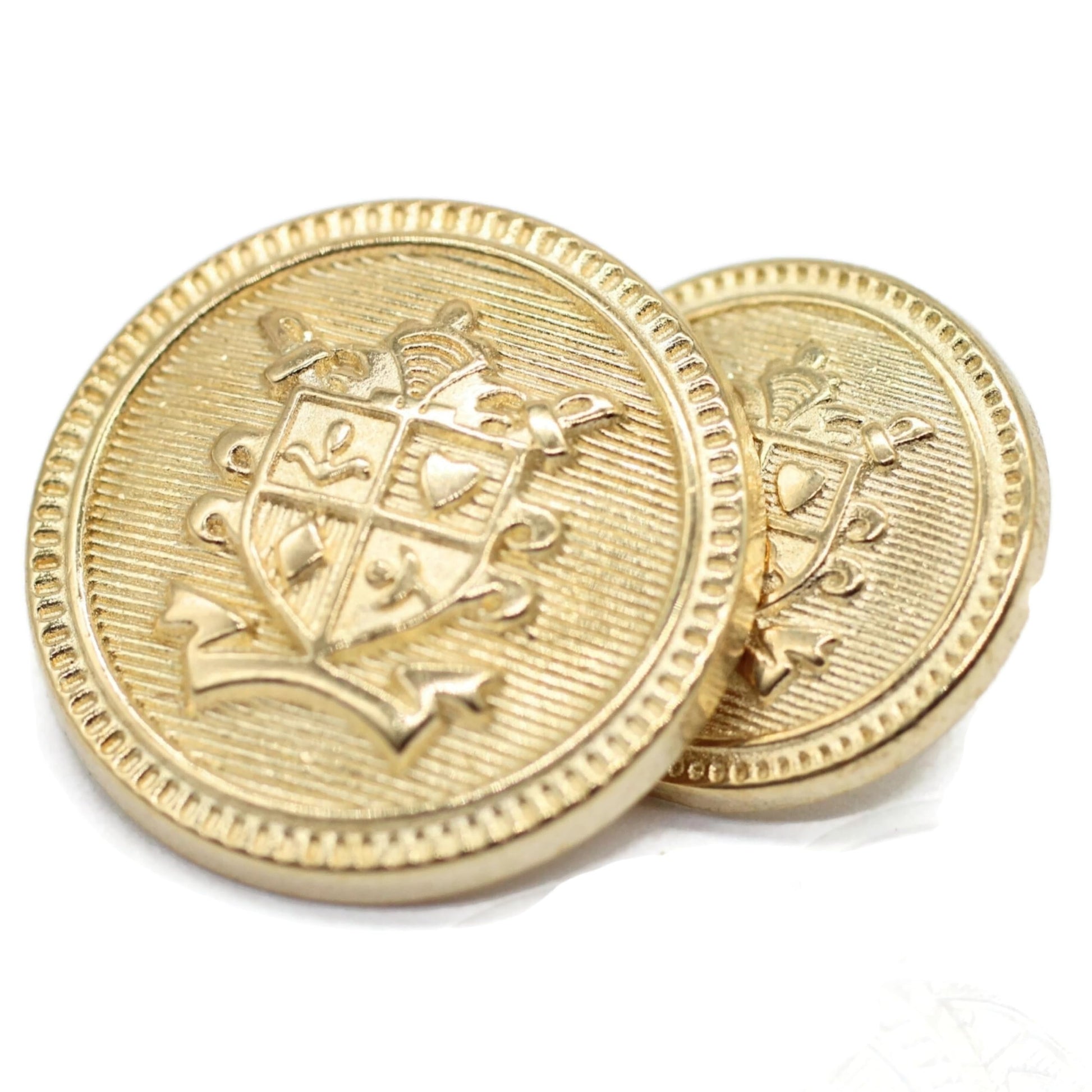 Gold Metal Shank Buttons - 12 Pcs - 2 Size Options - Luxury Striped Round Metal Shank Buttons for Men Women Blazer Coat Uniform Shirt Suit and Jacket Sewing Craft DIY N0201