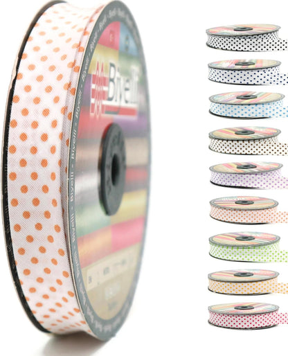 Cotton Fold Bias Binding Tape - 3/4 Inches (20mm) Wide - 27 Yards - Polka Dots Single Fold Cotton Fold Bias Binding Tape for Sewing Clothing DIY Orange B6
