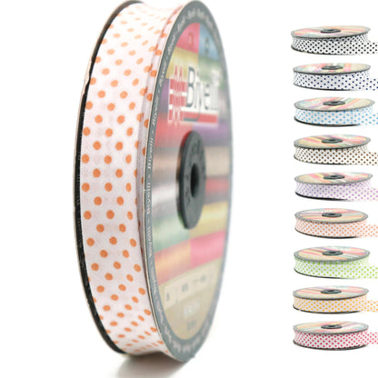 Cotton Fold Bias Binding Tape - 3/4 Inches (20mm) Wide - 27 Yards - Polka Dots Single Fold Cotton Fold Bias Binding Tape for Sewing Clothing DIY Orange B6