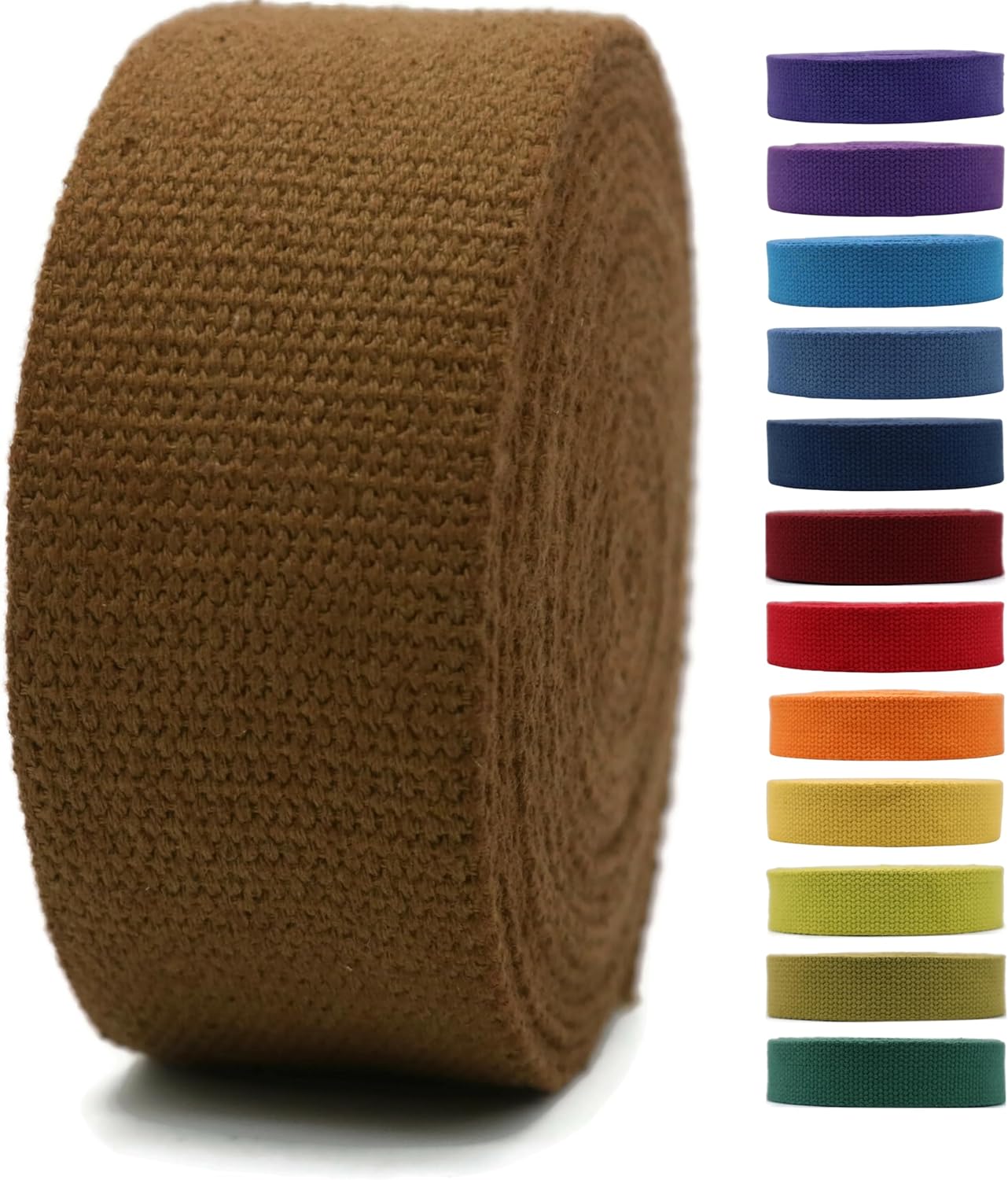 Cotton Webbing 2" & 1.5'' & 1" - 5 Yards - 50+ Colors -%100 Natural Cotton - Turkish Woven - Heavy Duty1 Inch 1.5 Inch 2 Inch Canvas Webbing for Sewing Straps Bags Climbing Indoors Craft DIY 11485…