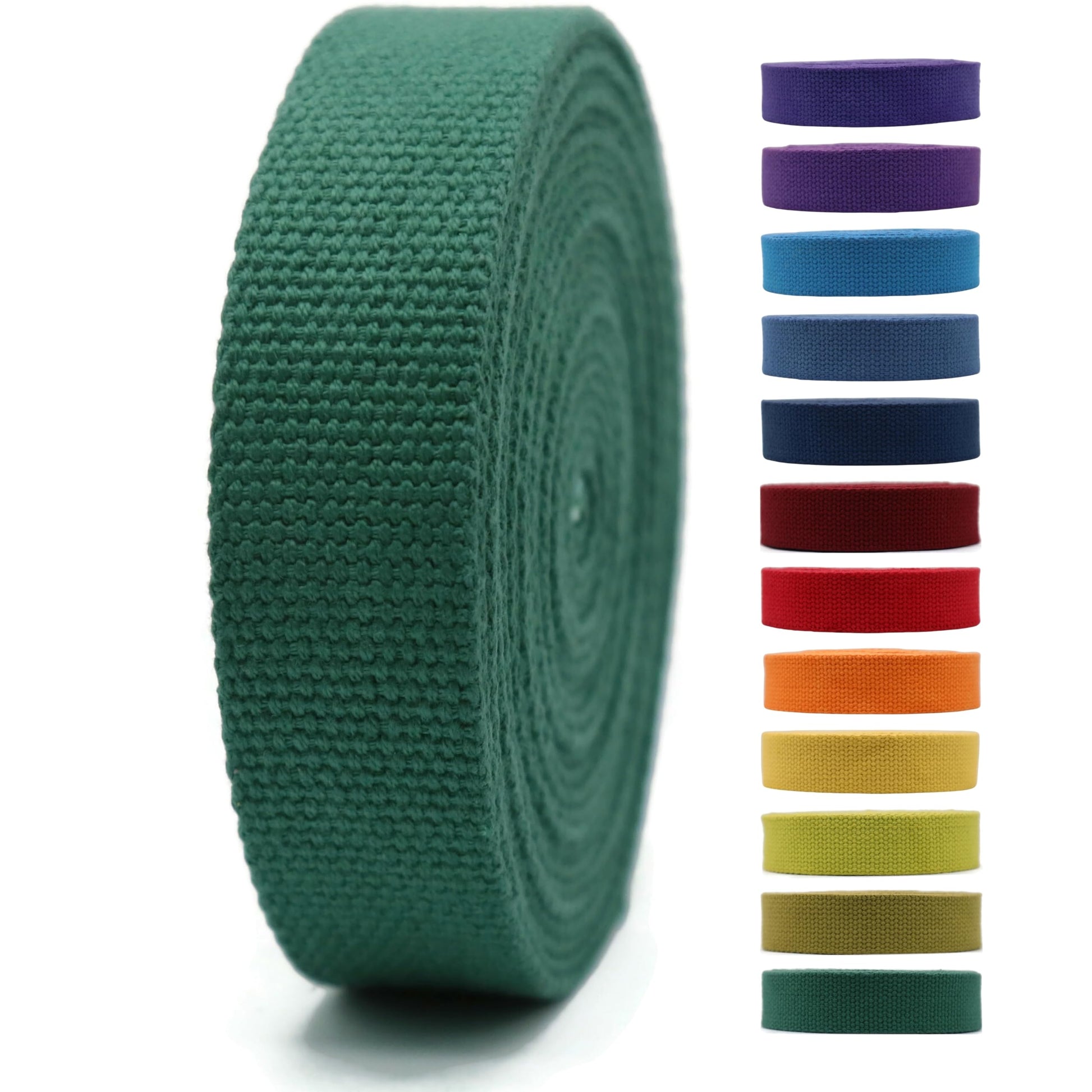 Cotton Webbing 2" & 1.5'' & 1" - 5 Yards - 50+ Colors -%100 Natural Cotton - Turkish Woven - Heavy 1 Inch 1.5 Inch 2 Inch Green Canvas Webbing for Sewing Straps Bags Climbing Indoors Craft DIY 11345…