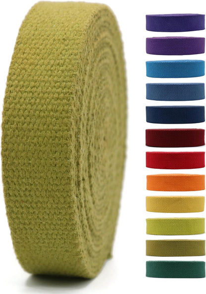 Cotton Webbing 2" &amp; 1.5'' &amp; 1" - 5 Yards - 50+ Colors -100% Natural Cotton - Turkish Woven - Heavy Duty 1 Inch 1.5 Inch 2 Inch Canvas Webbing for Sewing Straps Bags Climbing Indoors Craft DIY 11305…