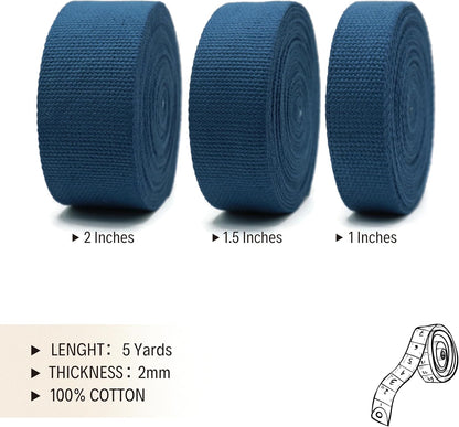 Cotton Webbing 2" & 1.5'' & 1" - 5 Yards - 50+ Colors -%100 Natural Cotton - Turkish Woven - Heavy Duty1 Inch 1.5 Inch 2 Inch Canvas Webbing for Sewing Straps Bags Climbing Indoors Craft DIY 11445…