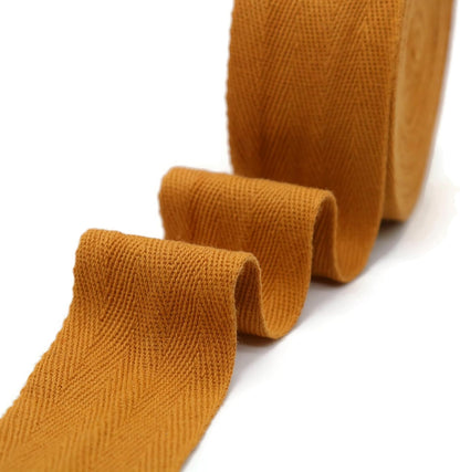 2" & 1.5" & 1.18' & 1" Cotton Herringbone Bias Binding Tape - 10 Yards - 50+ Colors - 100% Natural Cotton - Sewing, Wrapping, Craft, DIY - 10145 (MeriGold)