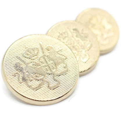 Gold Metal Shank Buttons - 12 Pcs - 3 Size Options - Luxury Twin Lion Kingdom Round Metal Shank Buttons for Men Women Blazer Coat Uniform Shirt Suit and Jacket Sewing Craft DIY N3203
