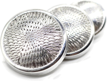 Silver Metal Shank Buttons - 12 Pcs - 3 Size Options - Luxury Stripeds Round Metal Shank Buttons for Men Women Blazer Coat Uniform Shirt Suit and Jacket Sewing Craft DIY N6202