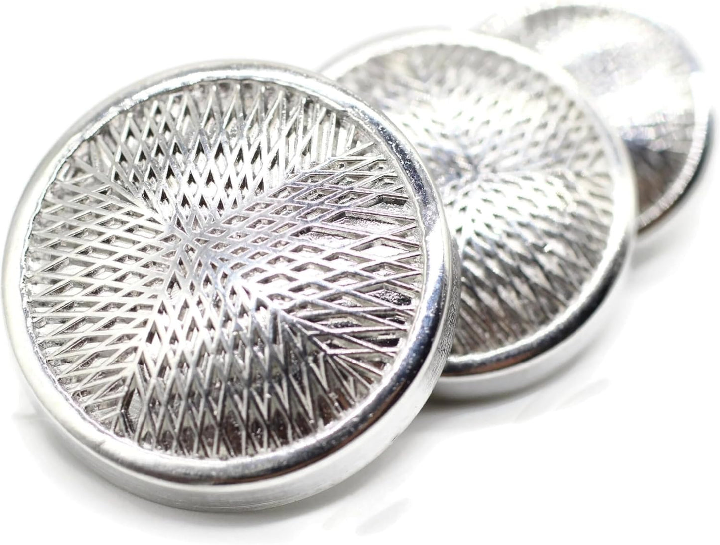 Silver Metal Shank Buttons - 12 Pcs - 3 Size Options - Luxury Stripeds Round Metal Shank Buttons for Men Women Blazer Coat Uniform Shirt Suit and Jacket Sewing Craft DIY N6202